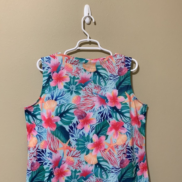 Caribbean Joe Women’s V-Neck Tropical Print Midi Dress-Size L NWT - Picture 5 of 8
